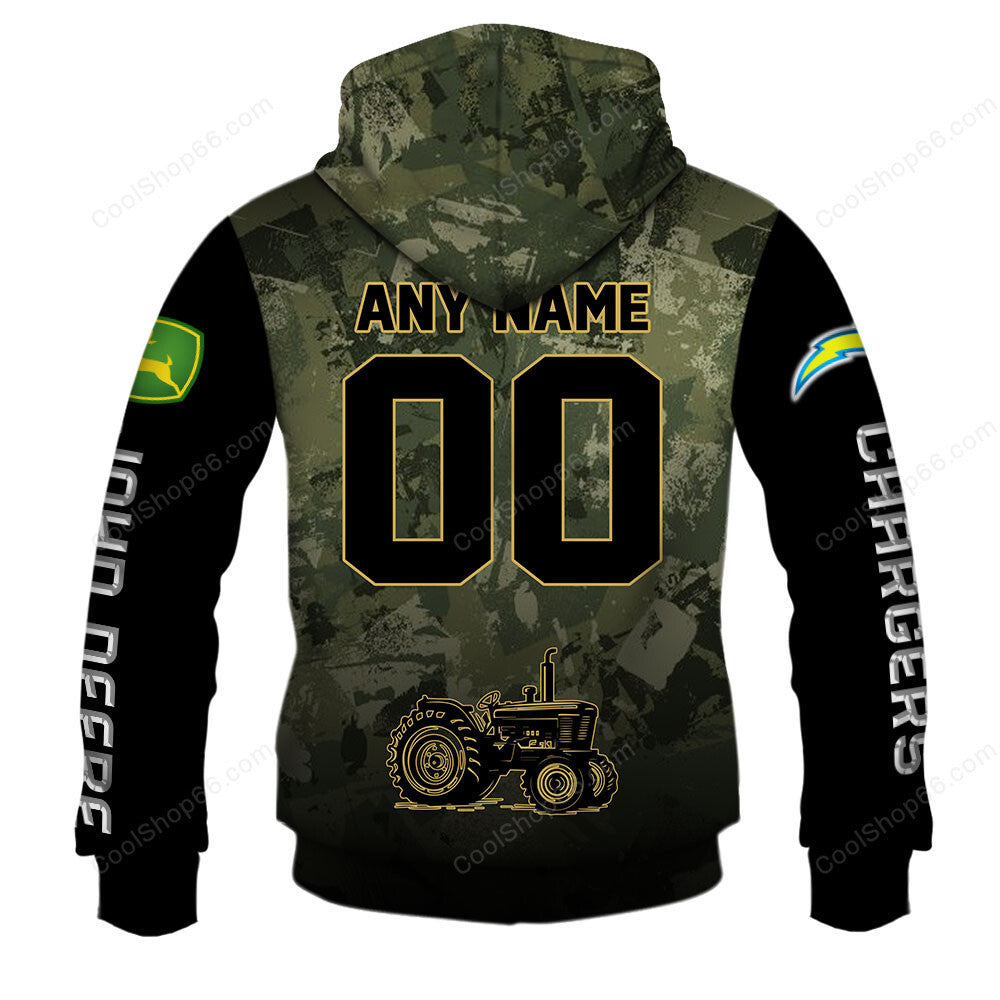Los Angeles Chargers x John Deere Hoodie | Funny Green Character Premium Hoodie