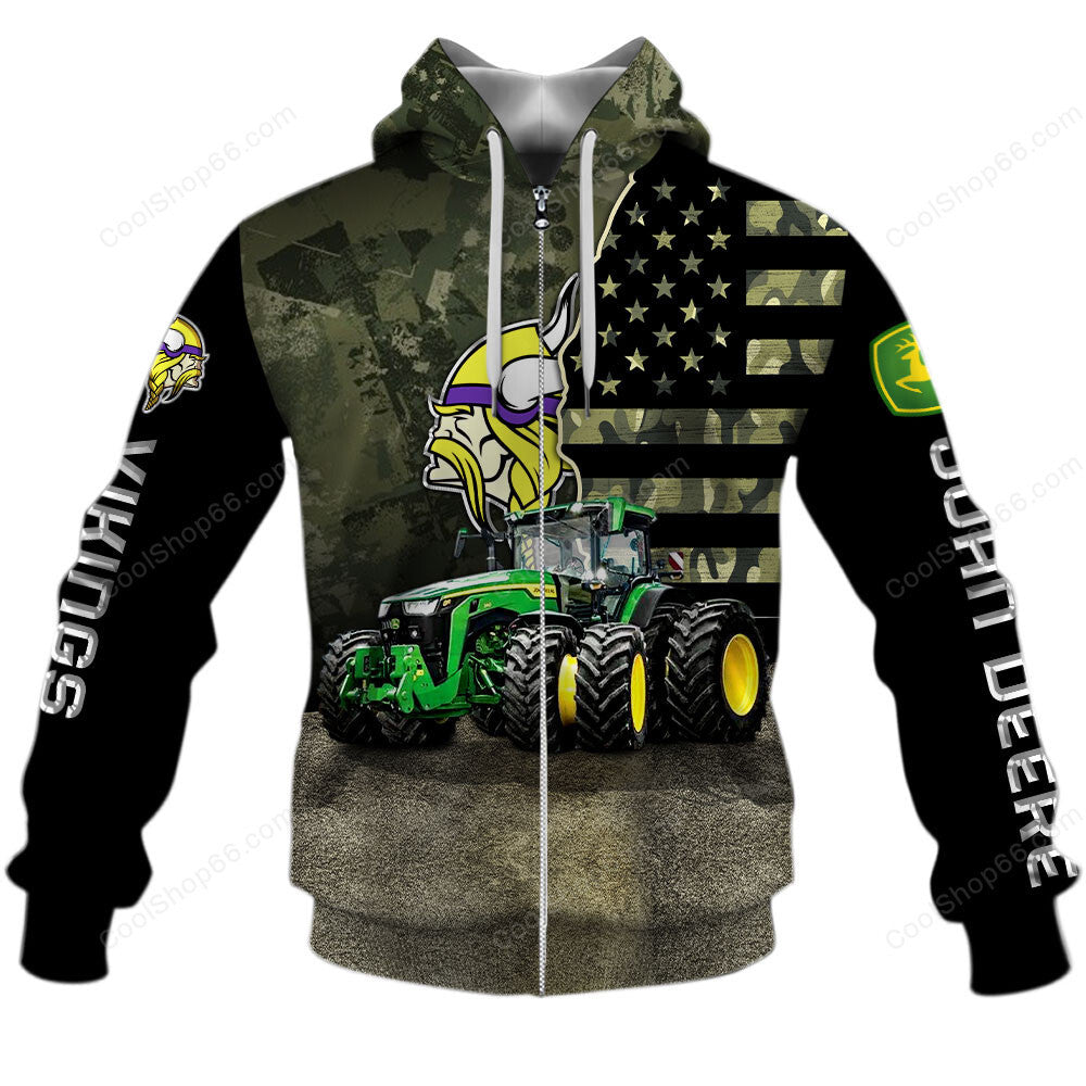 Minnesota Vikings x John Deere Hoodie | Funny Green Character Premium Hoodie