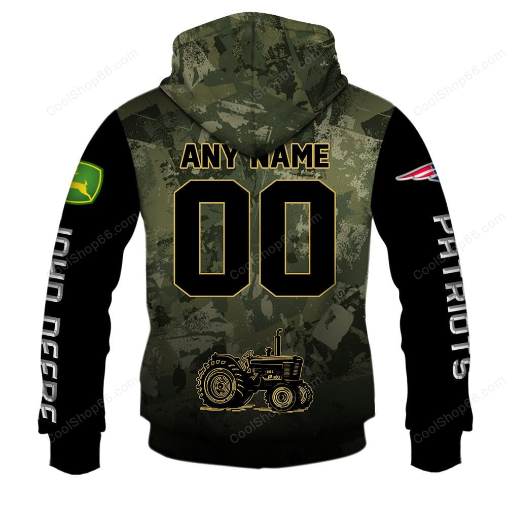 New England Patriots x John Deere Hoodie | Funny Green Character Premium Hoodie