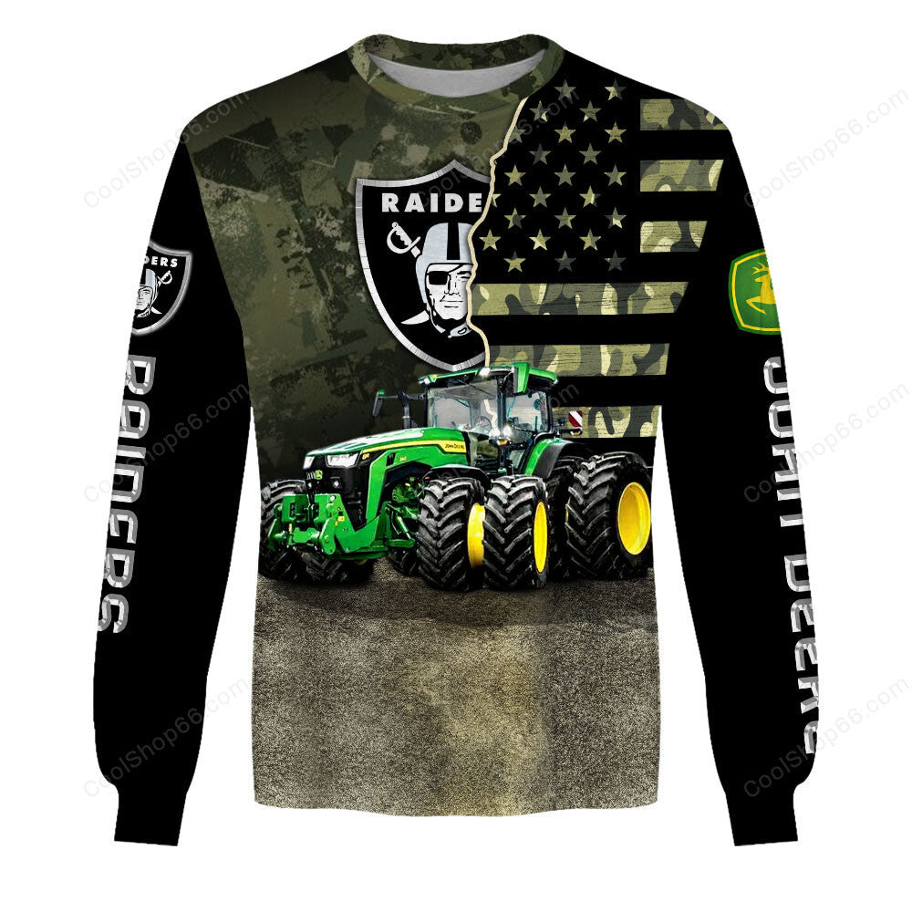 Las Vegas Raiders x John Deere Hoodie | Funny Green Character Premium Hoodie