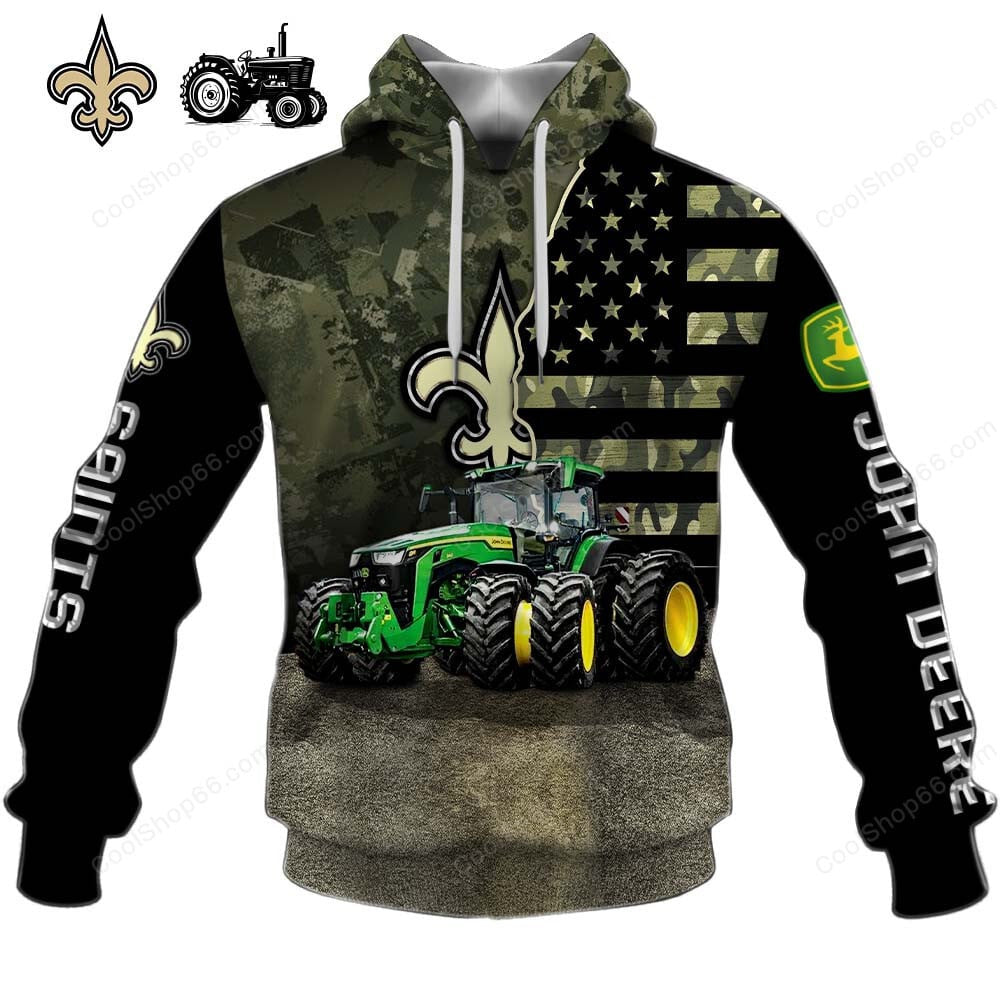 New Orleans Saints x John Deere Hoodie | Funny Green Character Premium Hoodie