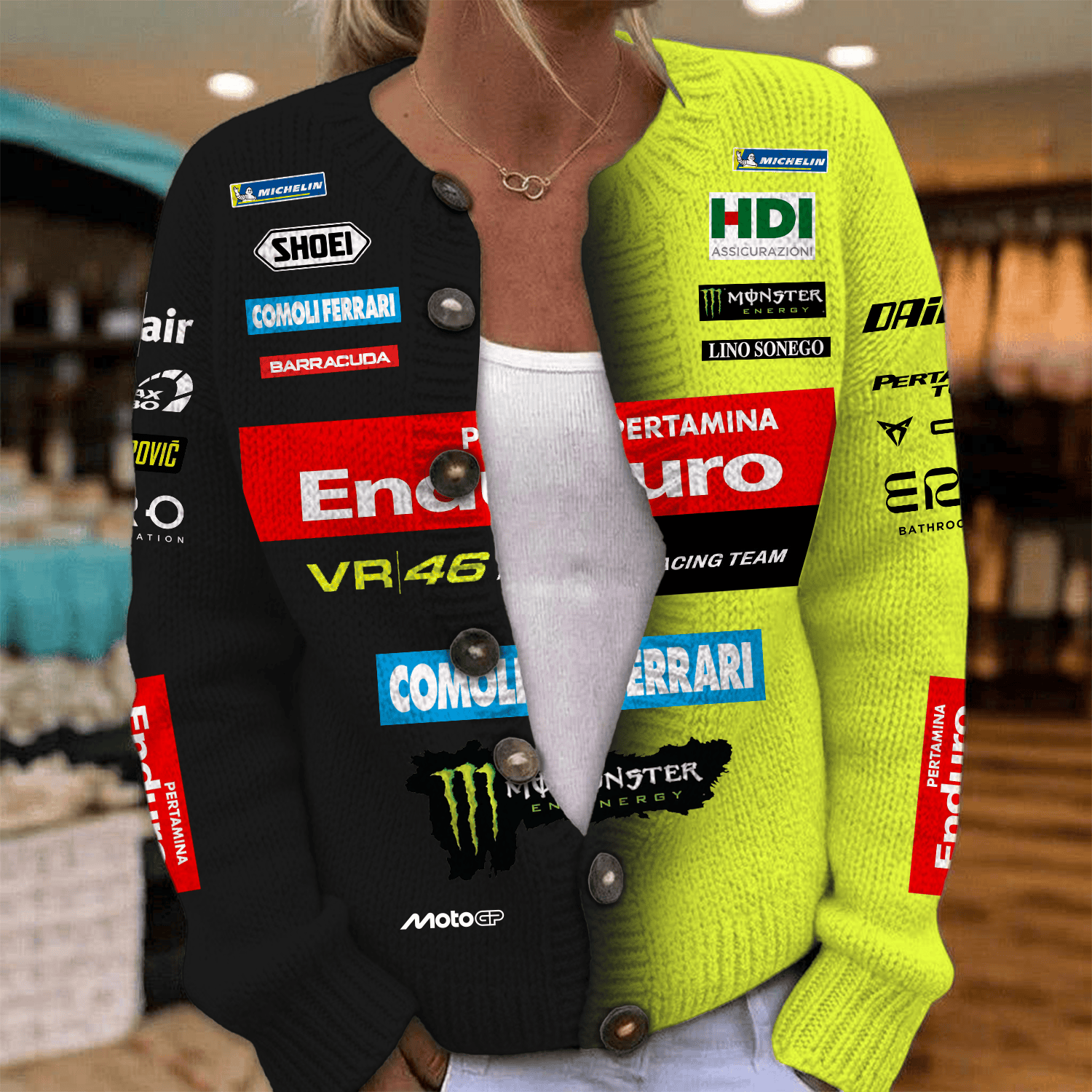 VR46 Racing Team Inspired Knit Cardigan