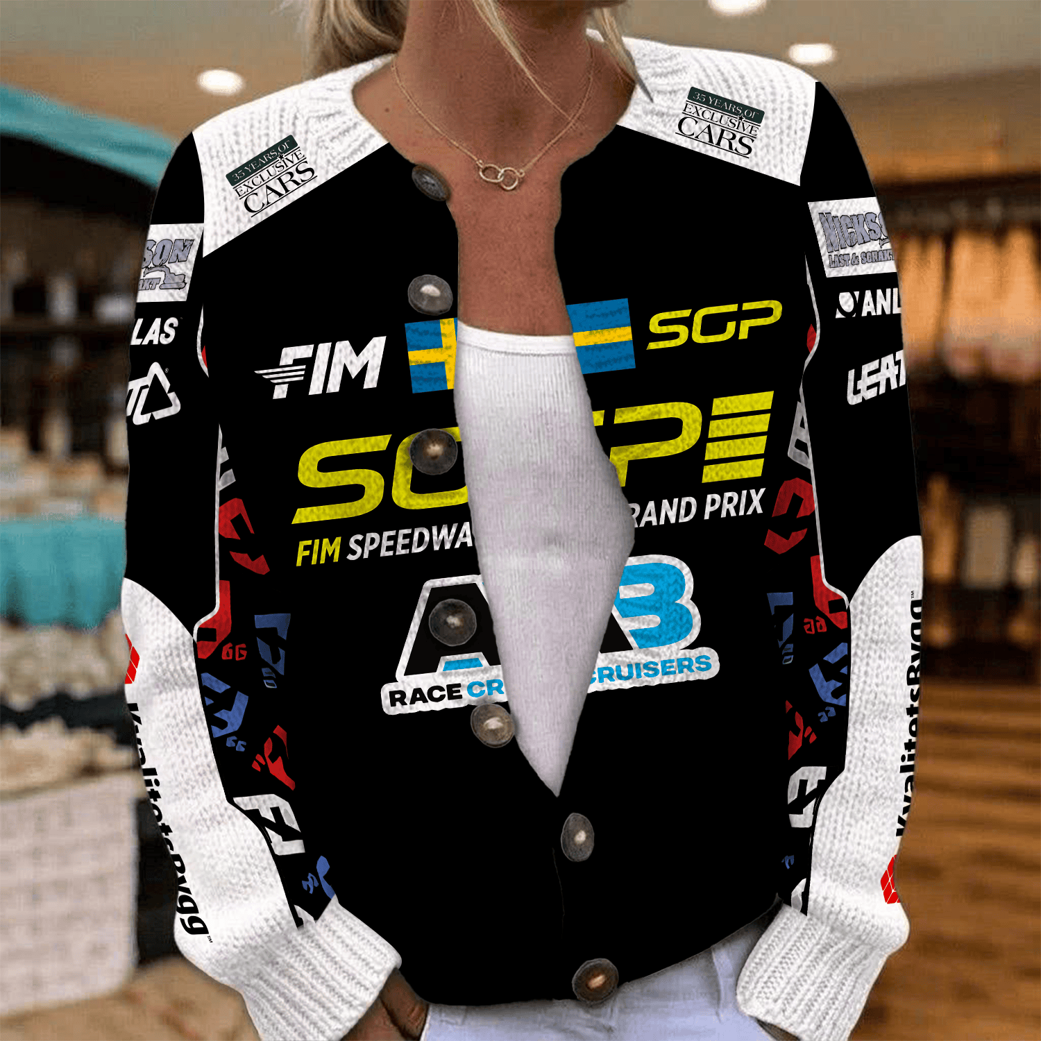 Fredrik Lindgren Inspired Knit Cardigan FIM Speedway Grand Prix Style