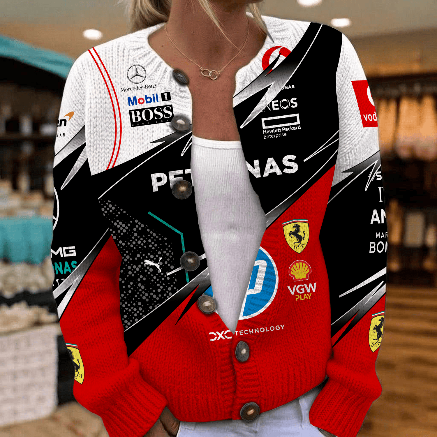 LW 20 Seasons in Formula One Inspired Knit Cardigan