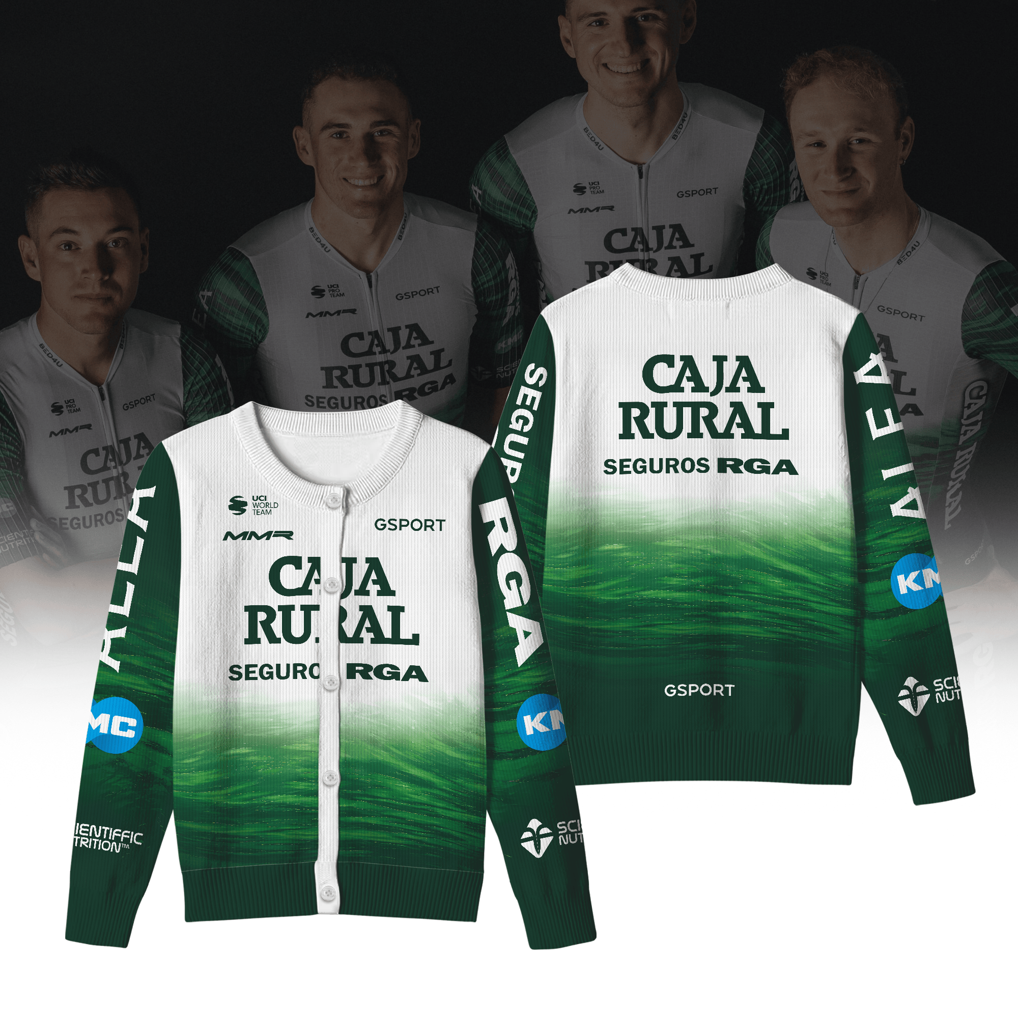 Caja Rural Seguros RGA Inspired Crewneck Cardigan Pro Cycling Style