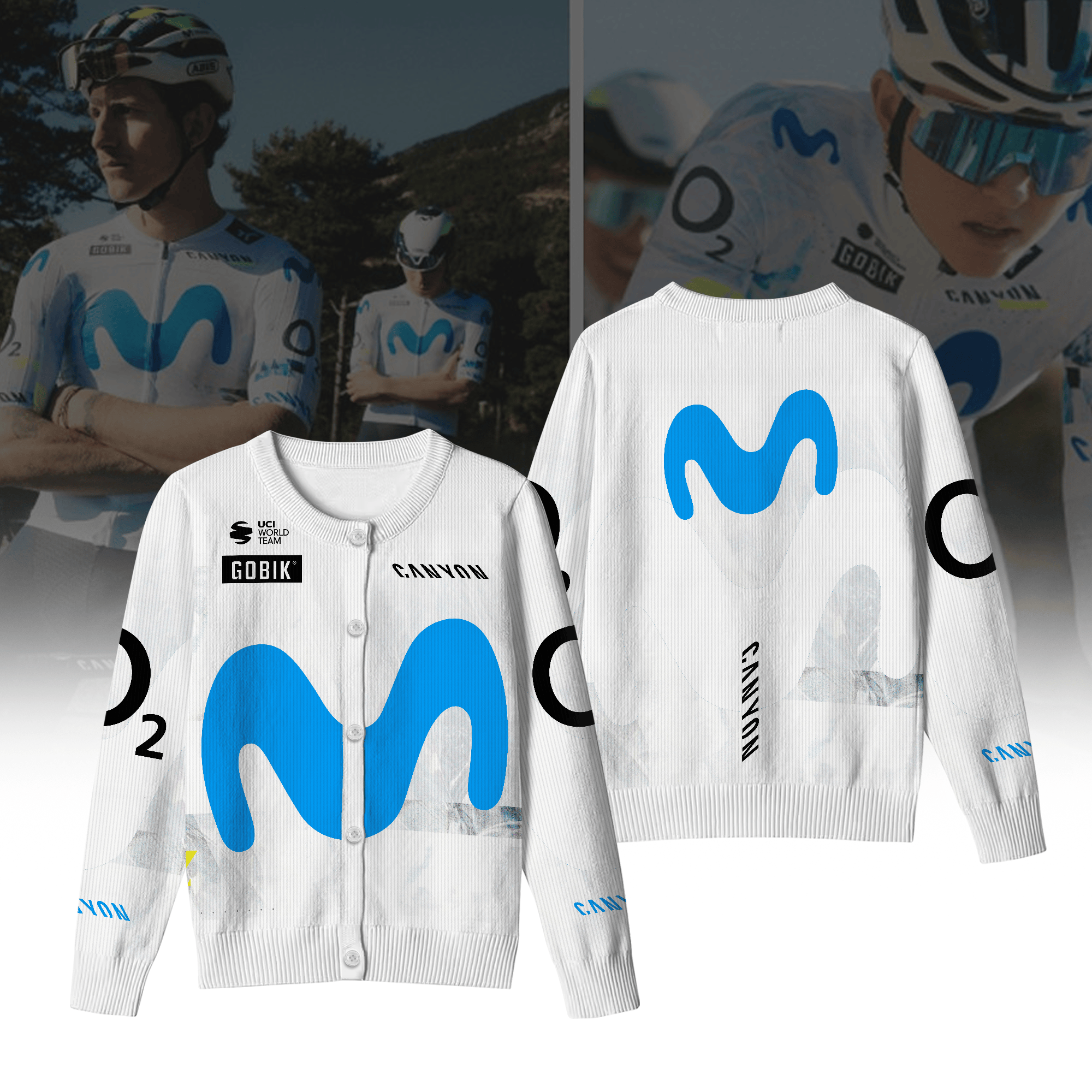 Movistar Team Inspired Crewneck Cardigan Pro Cycling Style