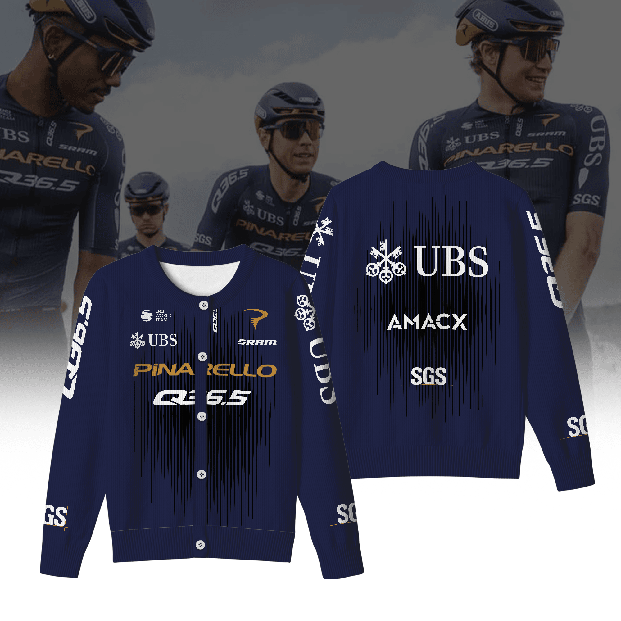 Pinarello Q.36.5 Pro Cycling Team Inspired Crewneck Cardigan Pro Cycling Style