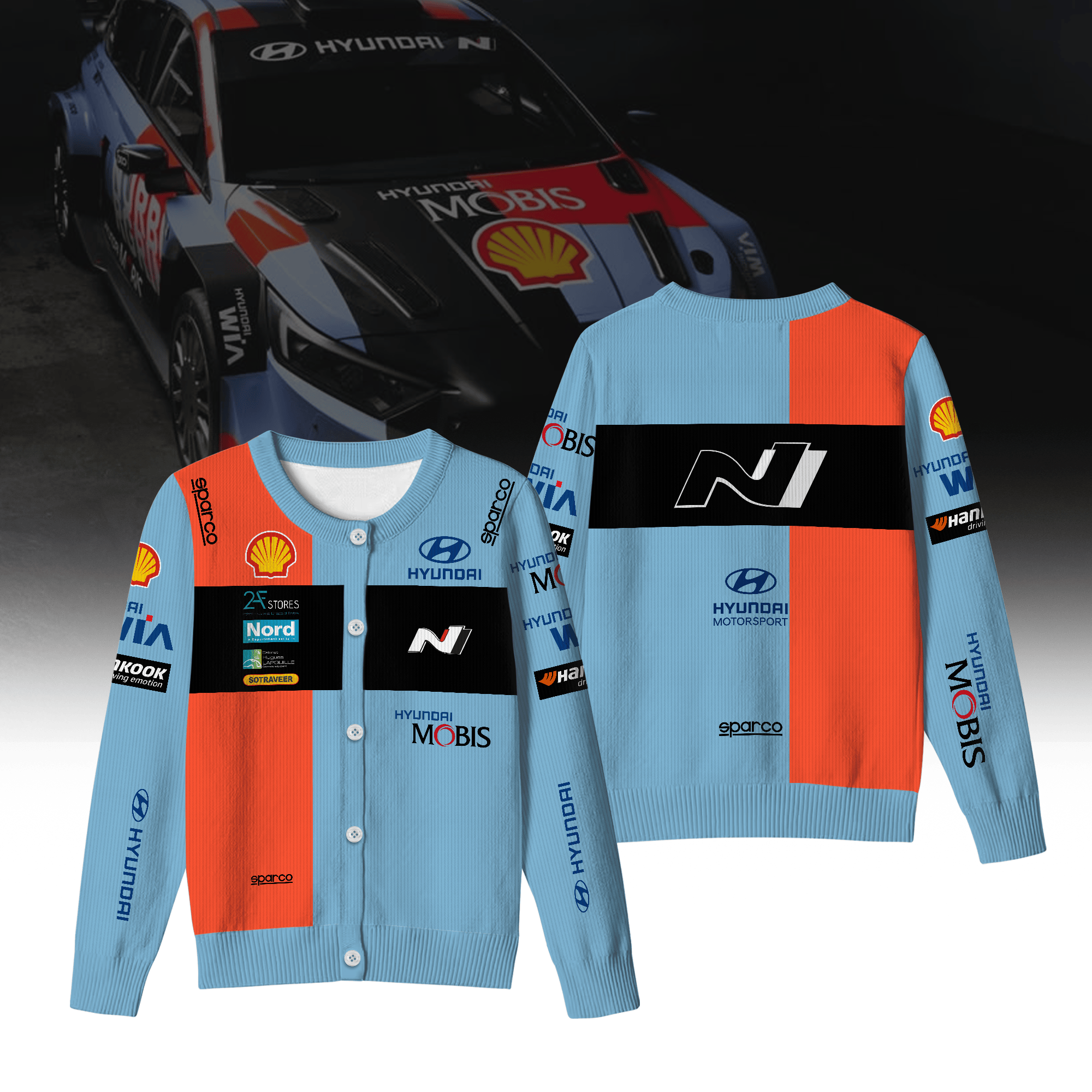 HYUNDAI SHELL MOBIS WORLD RALLY TEAM Inspired Crewneck Cardigan
