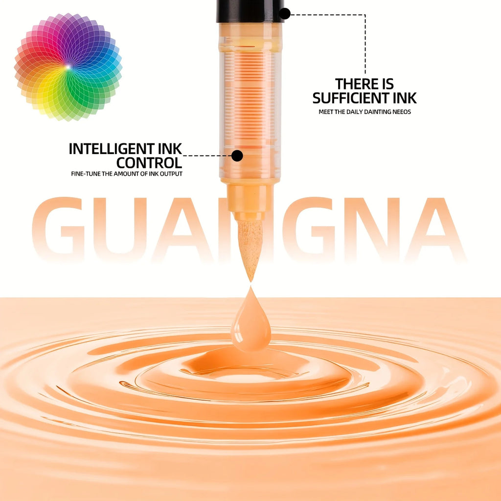 GuangNa 36 colors Acrylic Paint Markers,Soft Brush Student Graffiti Painting Pens Set,Festival Gift DIY Art Markers