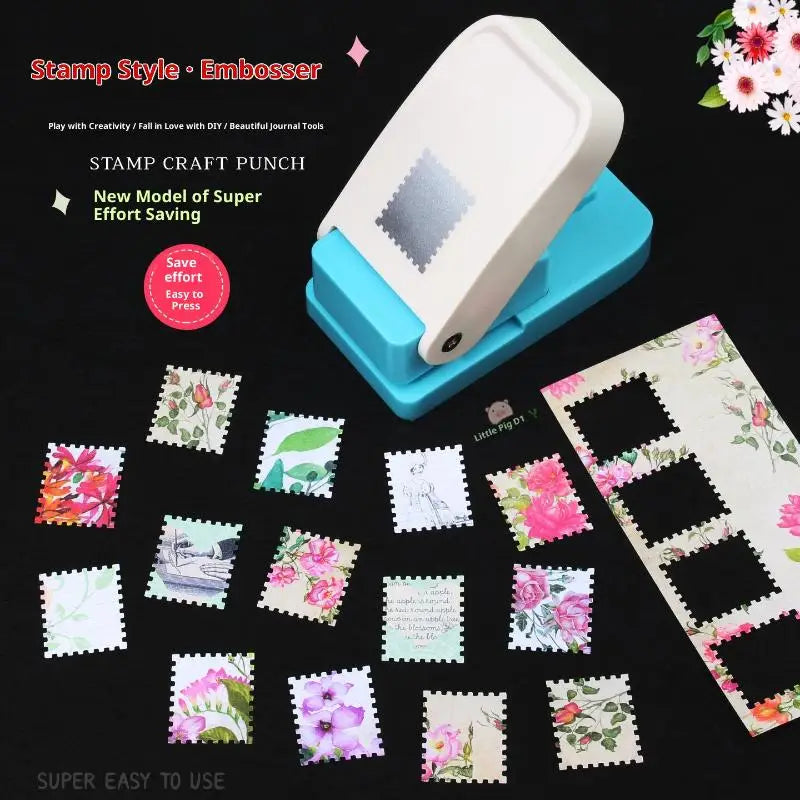 1pc Rectangle Postage Stamp Lever Action Craft Punch for Paper Crafting Scrapbooking Various Materials Punching Tool