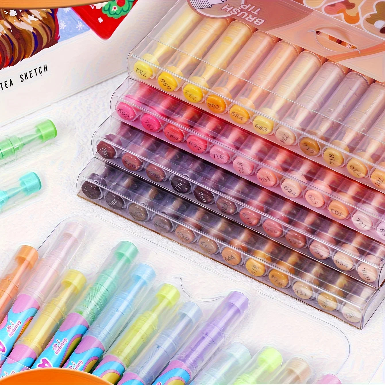 GuangNa 36 colors Acrylic Paint Markers,Soft Brush Student Graffiti Painting Pens Set,Festival Gift DIY Art Markers